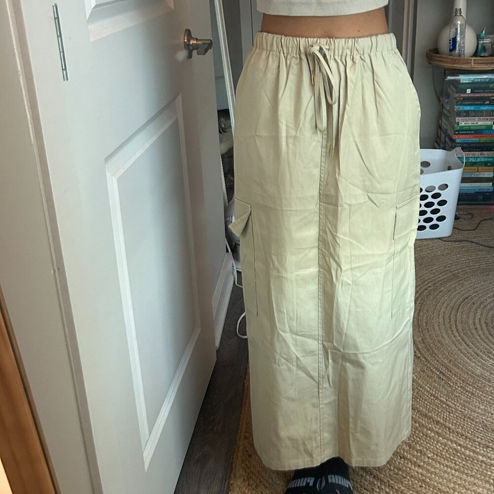 WAYF Nylon Cargo Maxi Skirt Size XS